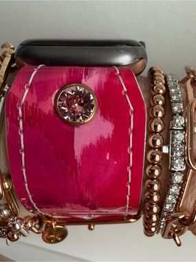 Upcycled fucshia ikat vernis Spark*l band for Apple Watch, size 2